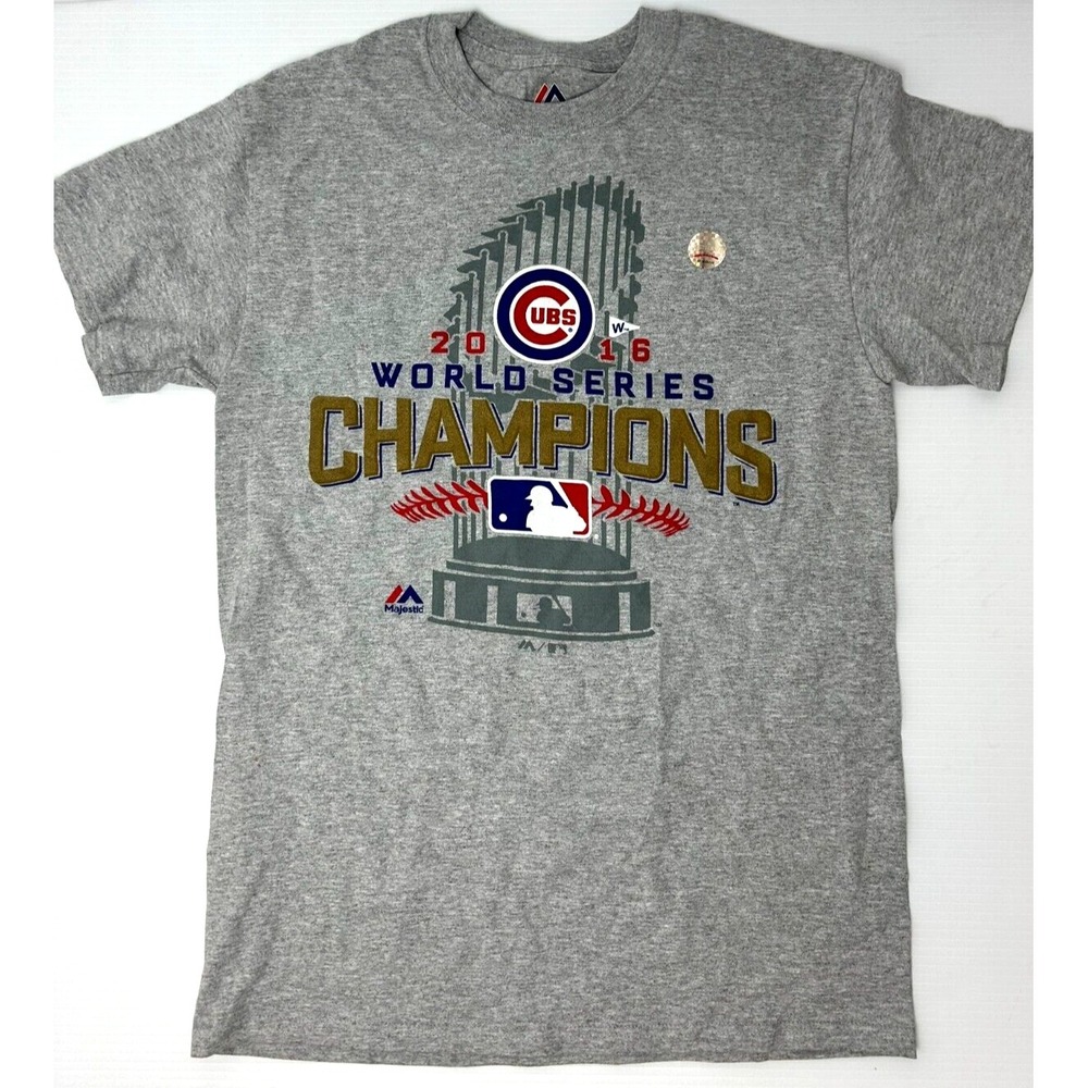 New Chicago Cubs Majestic 2016 World Series Champs Locker Room Men's Small Tee